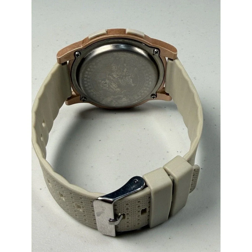 Lavaredo Digital Watch Rose Gold Cream Silicone Strap 5 ATM CR2025 Working